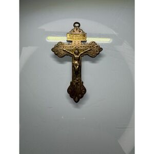 Vintage Catholic Religious Charm Crucifix Cross Father Forgive Them Jesus